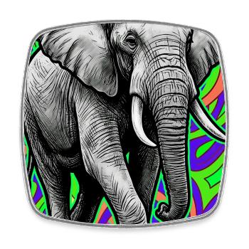 Elefant - Viereckiger Kühlschrankmagnet - Weiß - Vorne