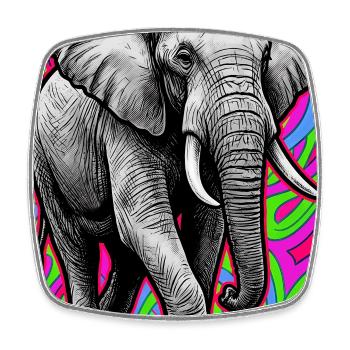 Elefant - Viereckiger Kühlschrankmagnet - Weiß - Vorne