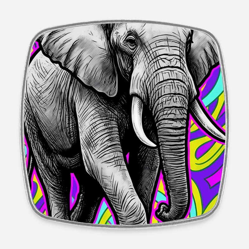 éléphant - Magnet carré - blanc