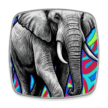 éléphant - Magnet carré - blanc - Devant