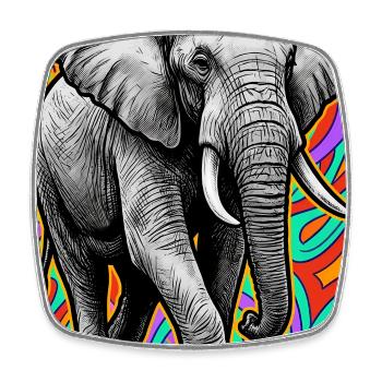éléphant - Magnet carré - blanc - Devant