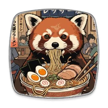 Red Panda Ramen Feast - Square fridge magnet - white - Front