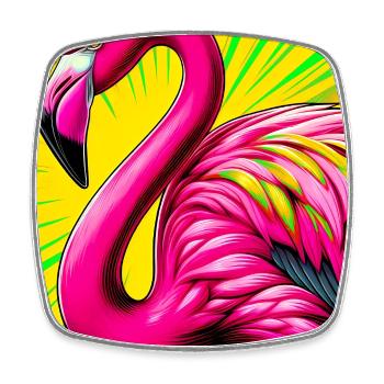 Flamingo - Viereckiger Kühlschrankmagnet - Weiß - Vorne