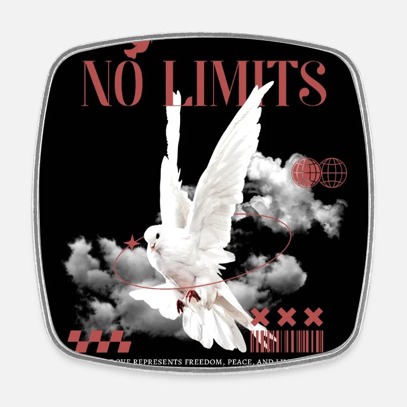 No Limits Motivational T-Shirt Mindset Discipline - Square fridge magnet - white