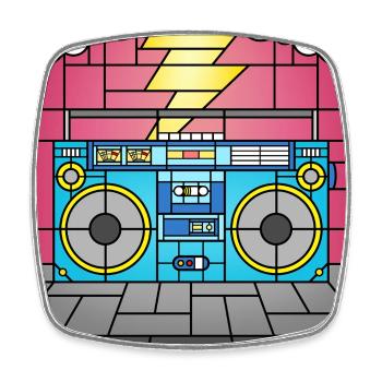 Stained Glass Boombox Illustration - Square fridge magnet - white - Front