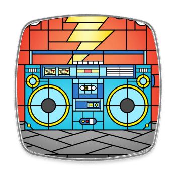 Stained Glass Boombox Illustration - Square fridge magnet - white - Front