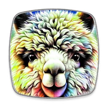 Alpaca - Square fridge magnet - white - Front