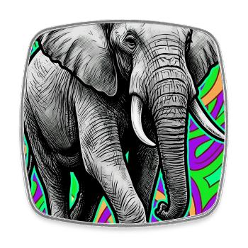 Elefant - Viereckiger Kühlschrankmagnet - Weiß - Vorne