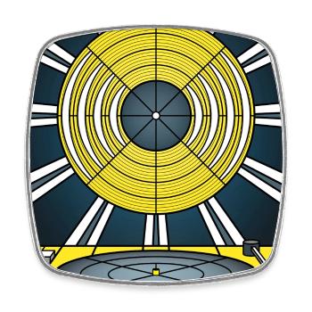 Stained Glass Vinyl Album and Turntable - Square fridge magnet - white - Front