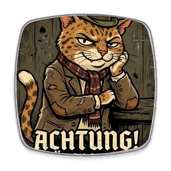 Achtung! Vermögensregister kommt - Ashera Katze - Viereckiger Kühlschrankmagnet - Weiß - Vorne
