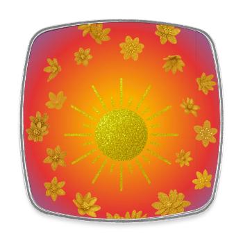 Sommer Sonne Glitzerblumen Muster - Viereckiger Kühlschrankmagnet - Weiß - Vorne
