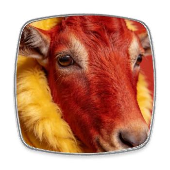 Chèvre rousse au pelage jaune - Magnet carré - blanc - Devant