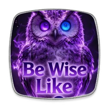 Be Wise Like An Owl - Neon Purple - Viereckiger Kühlschrankmagnet - Weiß - Vorne