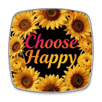 Choose Happy Sonnenblumen Kranz - Viereckiger Kühlschrankmagnet - Weiß - Vorne