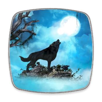 Loup génial dans la nuit - Magnet carré - blanc - Devant