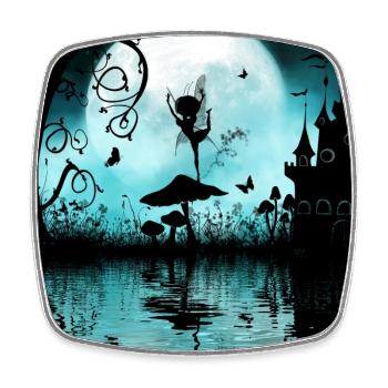 Dancing at night, cute fairy. - Square fridge magnet - white - Front