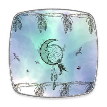Dream catcher with moon and feathers - Square fridge magnet - white - Front