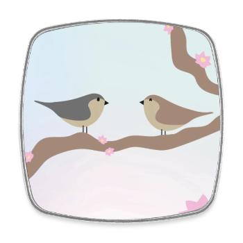 Spring birds - Square fridge magnet - white - Front