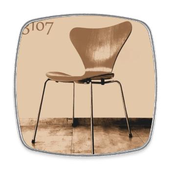 3107 Siebener No7 Stuhl Arne Jacobsen Fritz Hansen - Viereckiger Kühlschrankmagnet - Weiß - Vorne