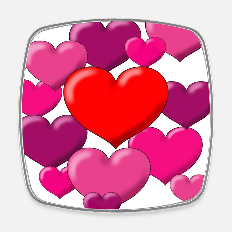 Hearts - Viereckiger Kühlschrankmagnet - Weiß