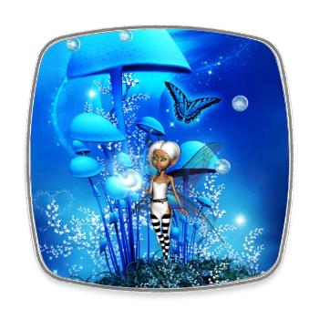 Champignons de fée et fantaisie mignons - Magnet carré - blanc - Devant