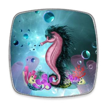 Cute little seahorse - Square fridge magnet - white - Front