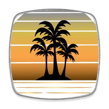 Holiday dreams: sun palm trees sandy beach - Square fridge magnet - white - Front