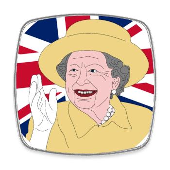 Queen Elizabeth II with British flag - Square fridge magnet - white - Front