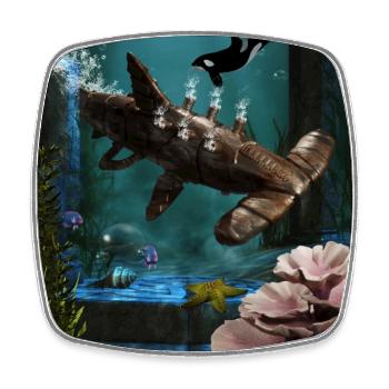 Awesome steampunk hammerhead shark - Square fridge magnet - white - Front