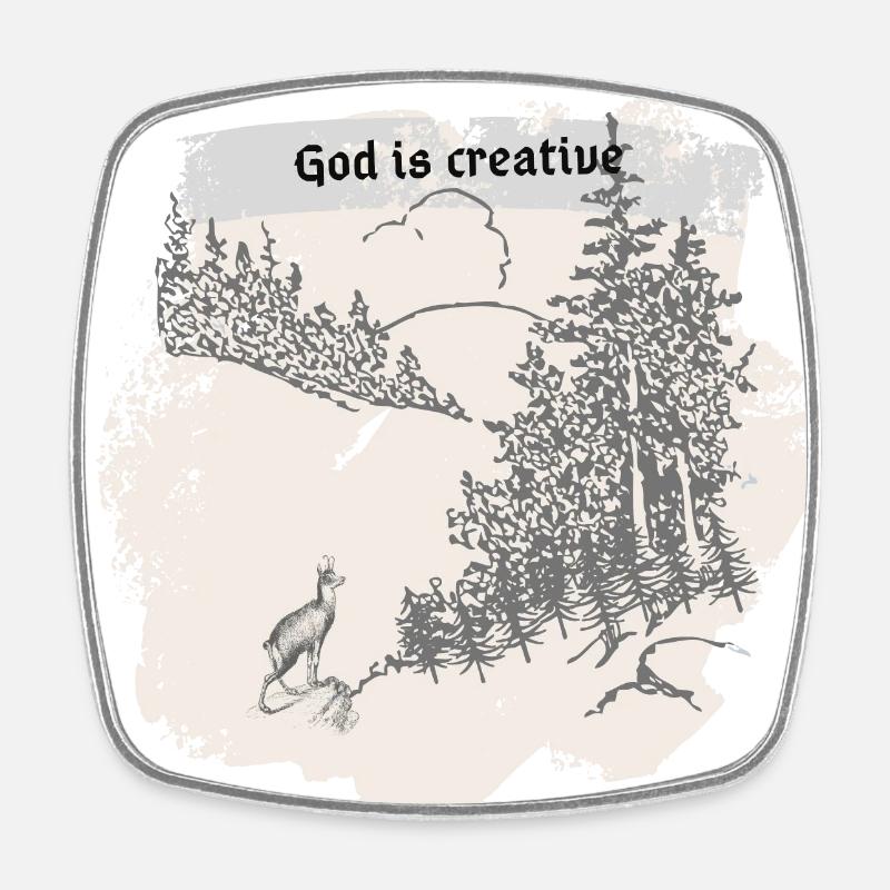 god is creative - Square fridge magnet - white