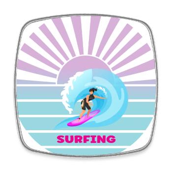 Surfen bei Sonnenuntergang Wellen - Viereckiger Kühlschrankmagnet - Weiß - Vorne