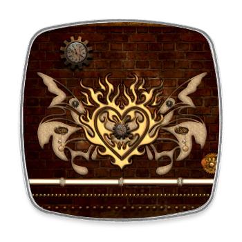 Wonderful heart, clocks and steampun gears - Square fridge magnet - white - Front