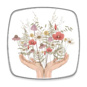 Flower hands - Square fridge magnet - white - Front