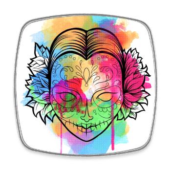 Ein Schönes und Lustiges Aquarell Calavera Design - Viereckiger Kühlschrankmagnet - Weiß - Vorne
