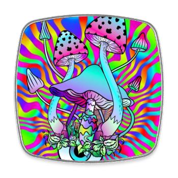 Zauberpilze Hippie Psychedelische Pilz Kunst - Viereckiger Kühlschrankmagnet - Weiß - Vorne