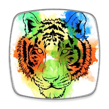 Ein Schönes und Lustiges Aquarell Tiger Design - Viereckiger Kühlschrankmagnet - Weiß - Vorne