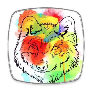 Ein Schönes und lustiges Aquarell Wolf Design - Viereckiger Kühlschrankmagnet - Weiß - Vorne