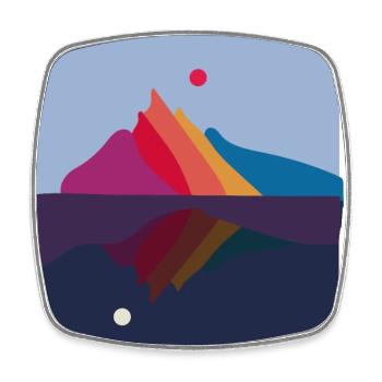 Day and Night Mountain Landscape Mountain Sunrise - Square fridge magnet - white - Front