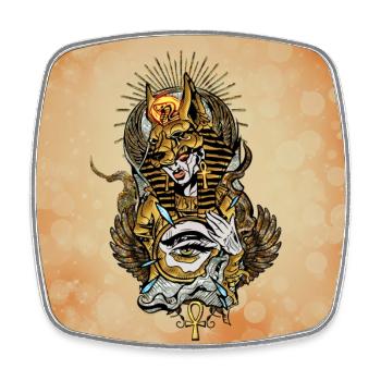 Masque Anubis avec l’œil qui voit tout - Magnet carré - blanc - Devant
