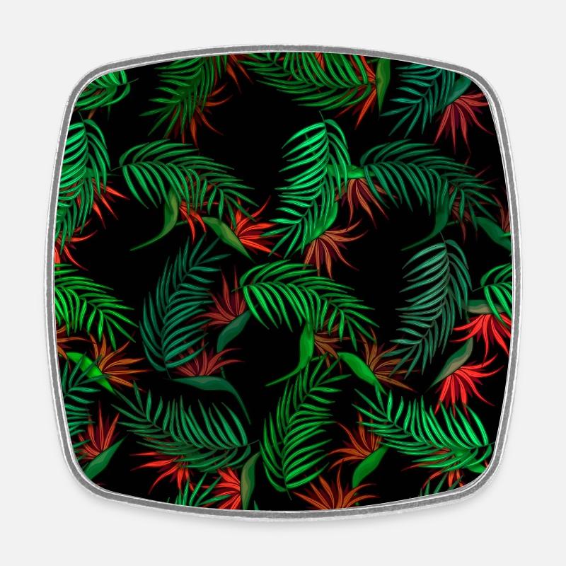 Motif de palmiers et de fleurs - Magnet carré - blanc