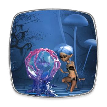 Cute fairy with fantasy fish - Square fridge magnet - white - Front