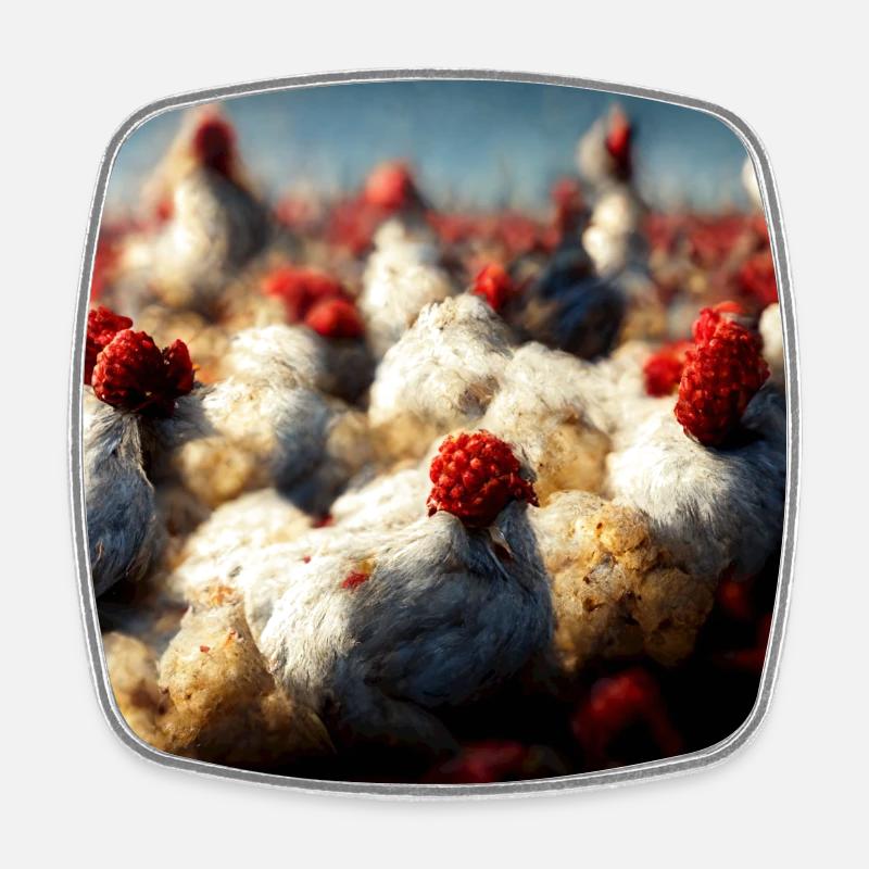 Abstract Chicken Fantasy IV - Square fridge magnet - white