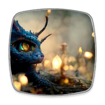 Bébé Dragon Fantasy Magical III - Magnet carré - blanc - Devant
