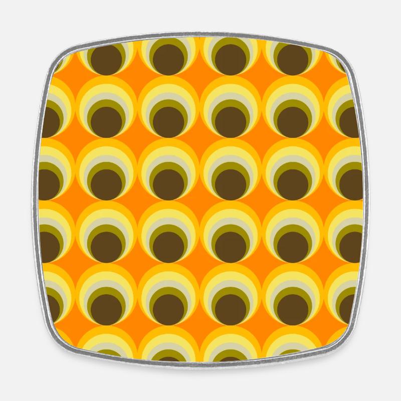 Geometric vintage circles - Square fridge magnet - white