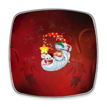 Christmas mouse on the moon - Square fridge magnet - white - Front