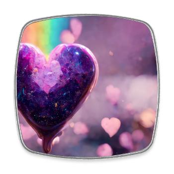 Lila Regenbogen Herz - Viereckiger Kühlschrankmagnet - Weiß - Vorne