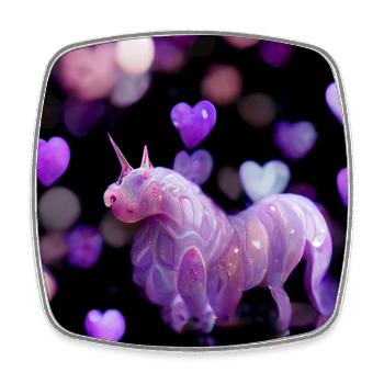 Licorne violette avec des cœurs - Magnet carré - blanc - Devant