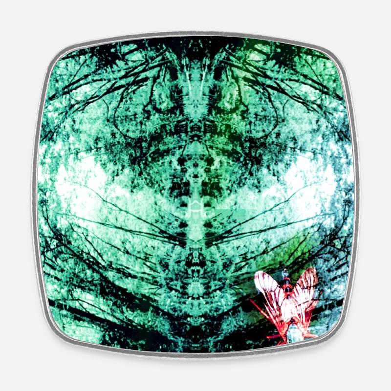Reflet de la forêt Sarcelle Papillon - Magnet carré - blanc