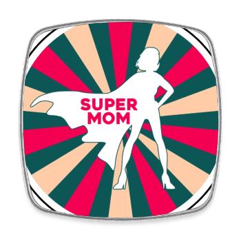 SUPER MOM - Square fridge magnet - white - Front