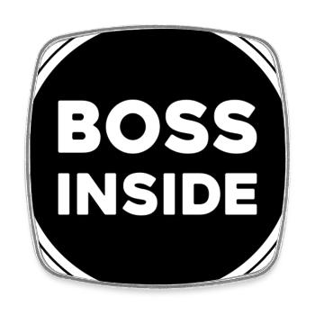 BOSS INNEN - Viereckiger Kühlschrankmagnet - Weiß - Vorne